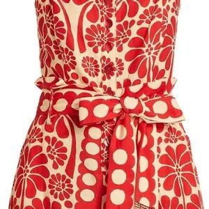 Floral Red and Cream Jumpsuit